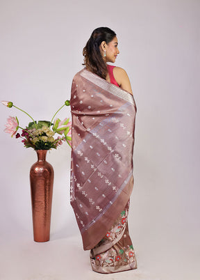 Twilight Twin Duo – Pink Dupion Silk & Grey Tissue Silk Sarees