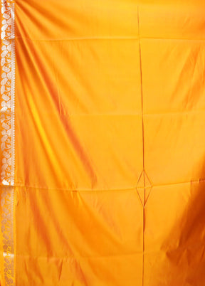 Yellow Banarasi Silk Saree With Blouse Piece