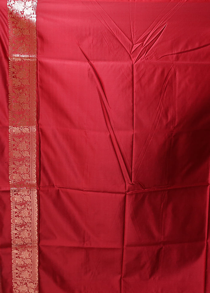 Maroon Banarasi Silk Saree With Blouse Piece