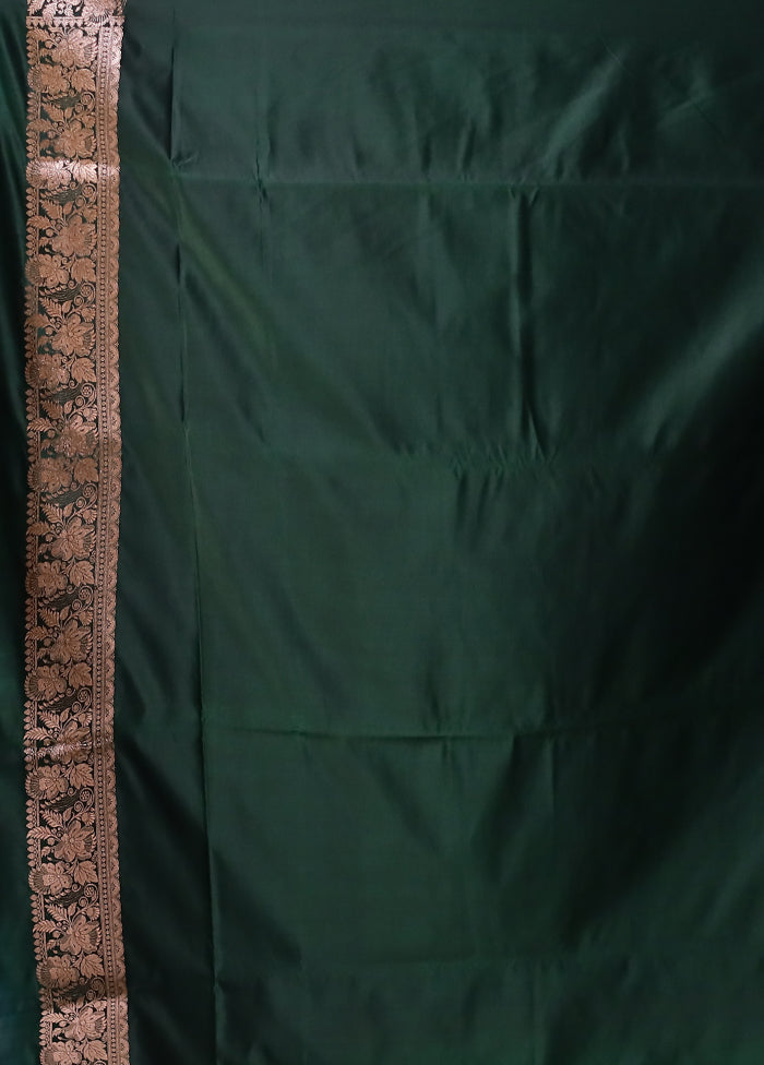 Green Banarasi Silk Saree With Blouse Piece