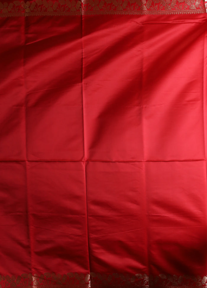 Red Banarasi Silk Saree With Blouse Piece