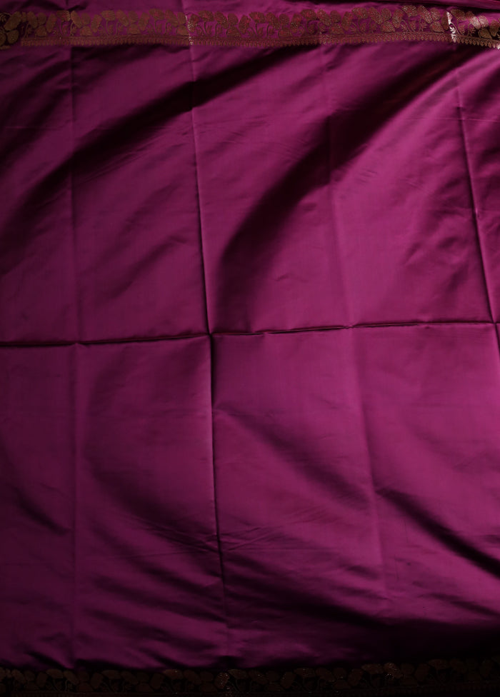 Purple Banarasi Silk Saree With Blouse Piece