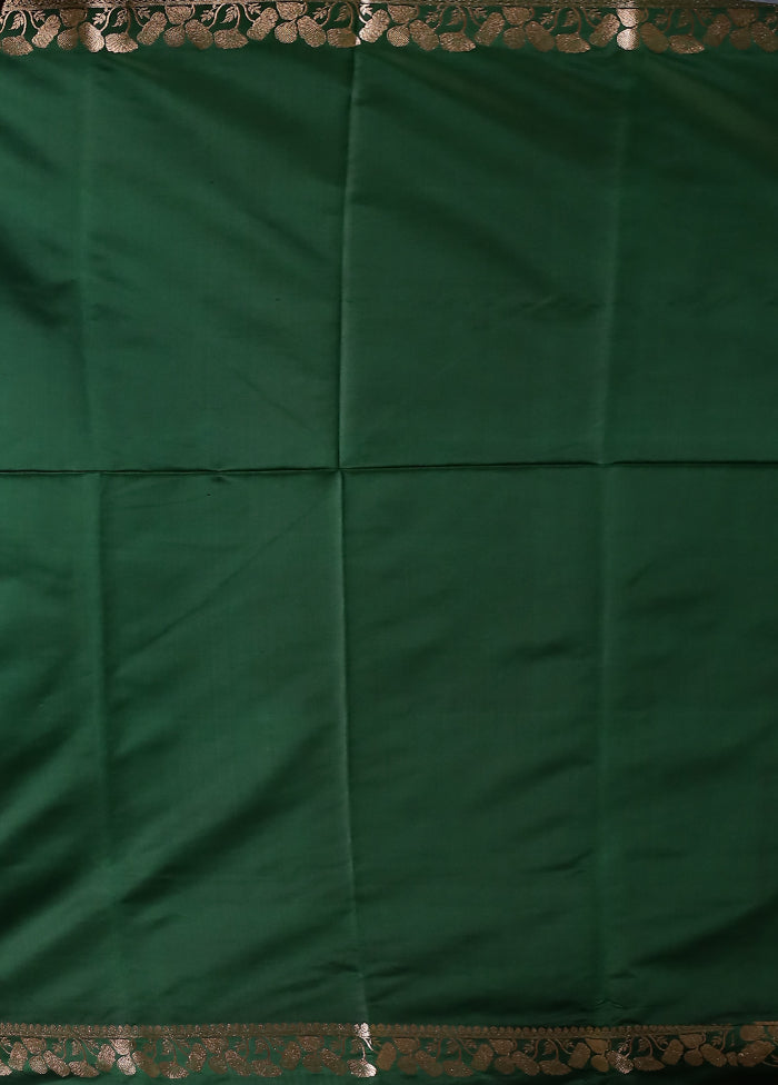Green Banarasi Silk Saree With Blouse Piece