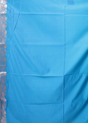 Blue Banarasi Silk Saree With Blouse Piece