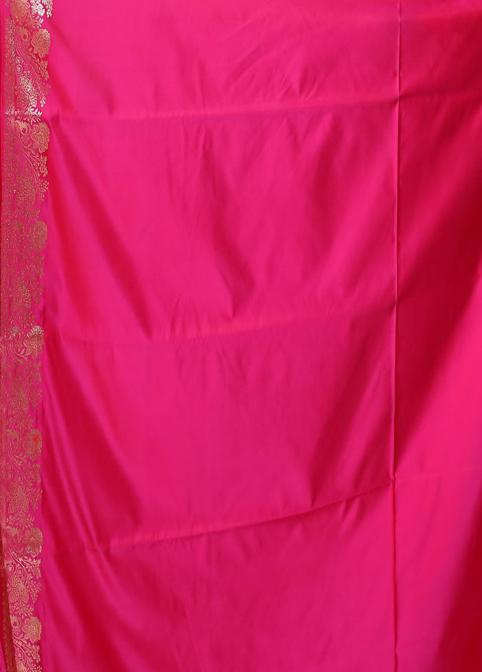 Pink Banarasi Silk Saree With Blouse Piece