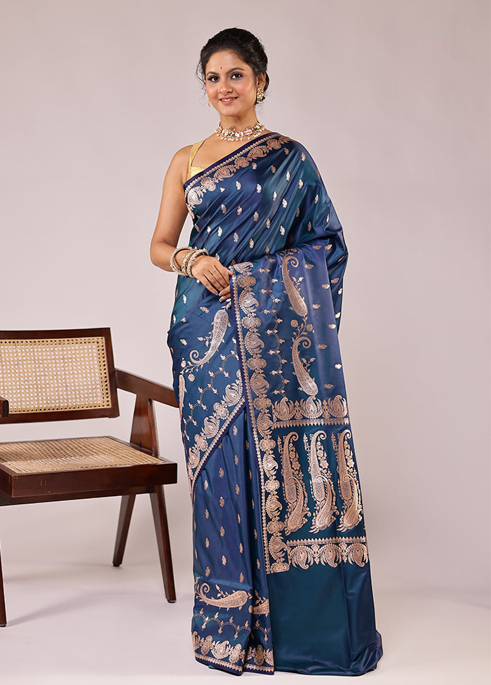 Green Banarasi Silk Saree With Blouse Piece