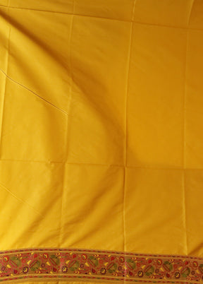 Yellow Katan Silk Saree With Blouse Piece