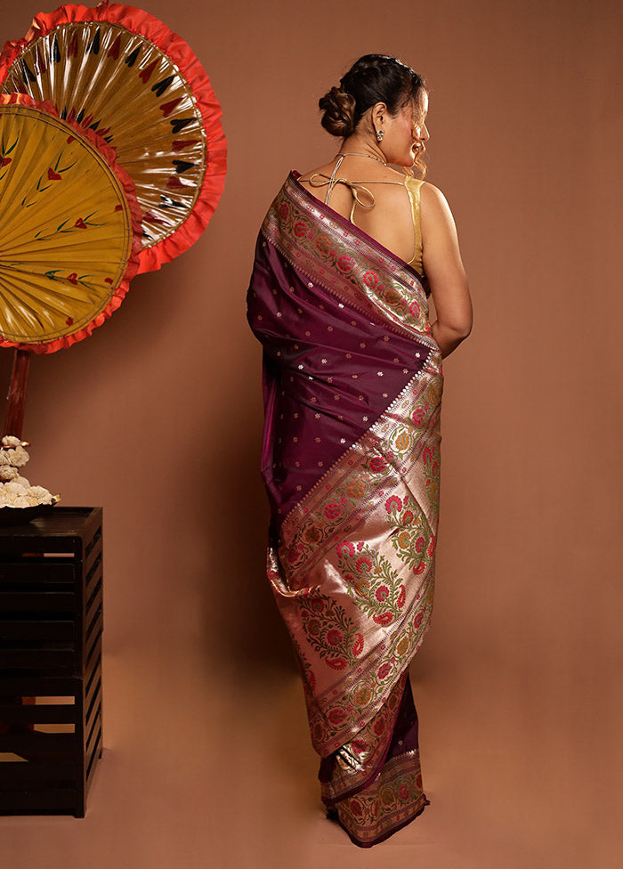 Maroon Katan Silk Saree With Blouse Piece