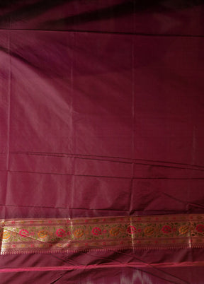 Maroon Katan Silk Saree With Blouse Piece