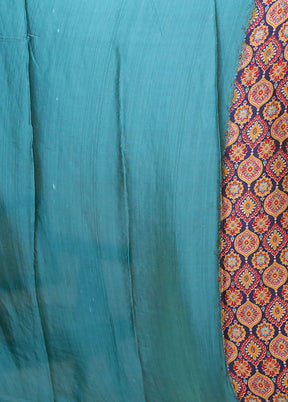 Brown Printed Silk Saree With Blouse Piece