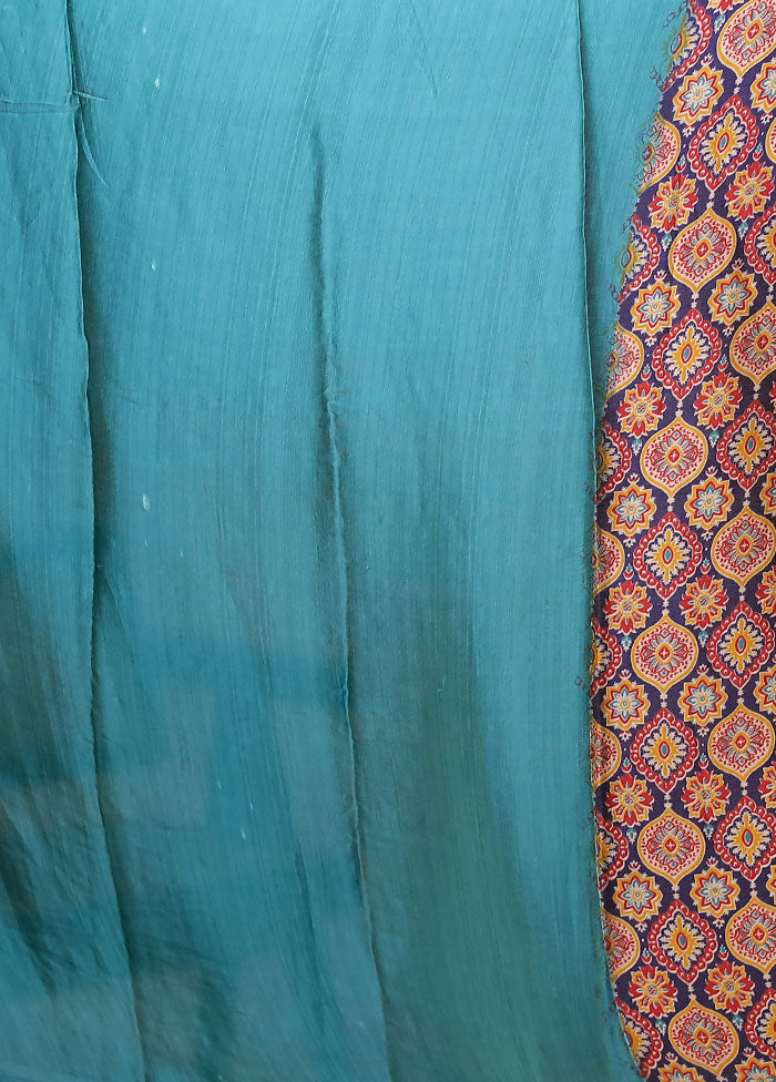 Brown Printed Silk Saree With Blouse Piece