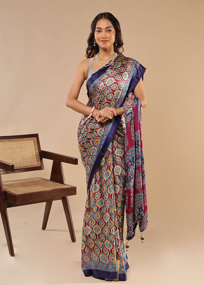 Multicolor Modal Silk Saree With Blouse Piece