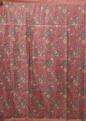 Pink Tussar Silk Saree With Blouse Piece