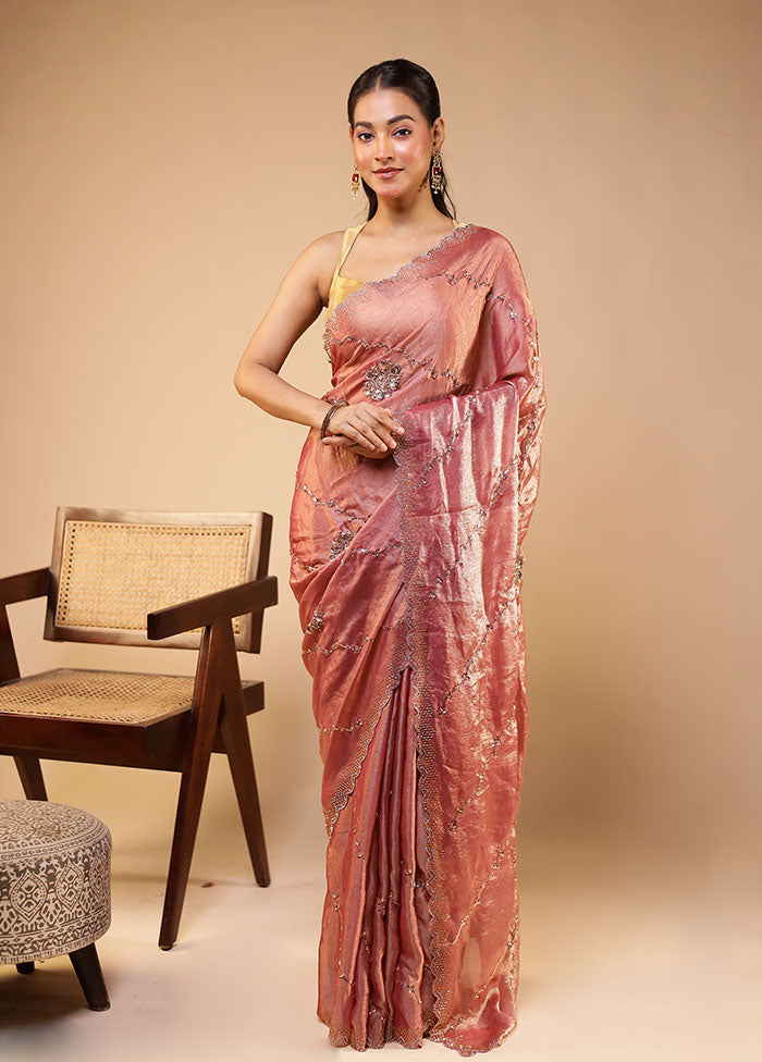Pink Georgette Saree With Blouse Piece