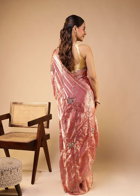 Pink Georgette Saree With Blouse Piece