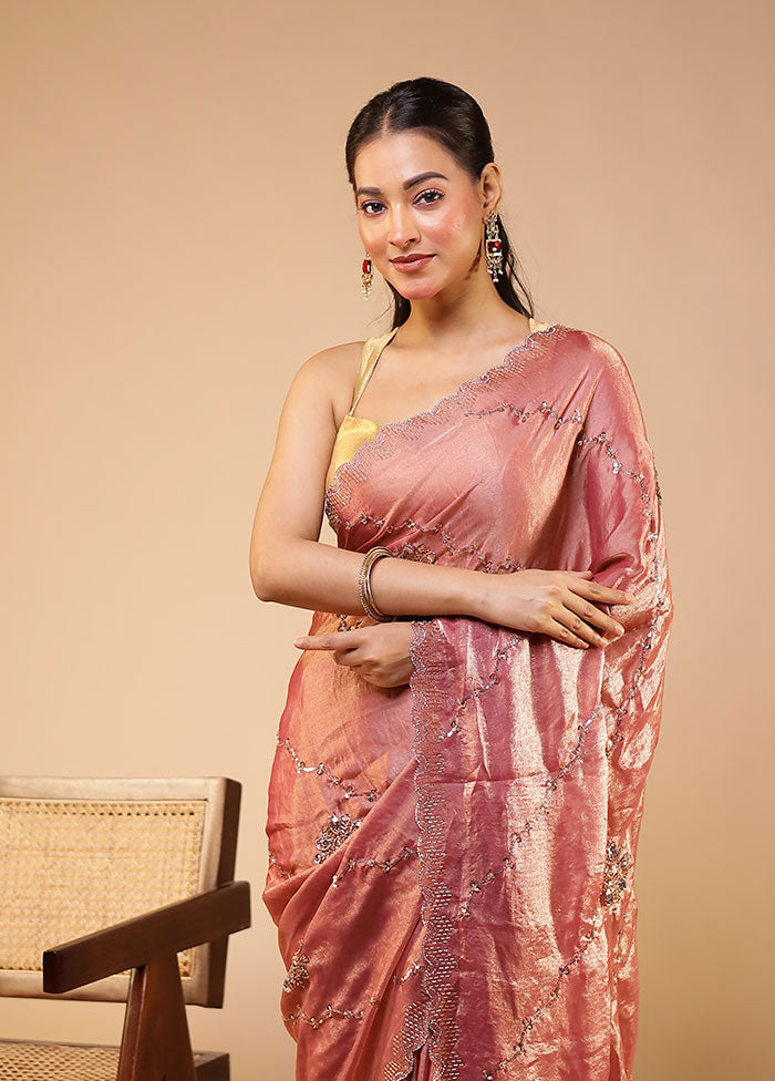 Pink Georgette Saree With Blouse Piece