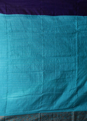 Blue Dupion Silk Saree With Blouse Piece
