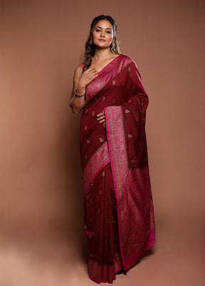 Pink Dupion Silk Saree With Blouse Piece