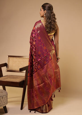 Purple Dupion Silk Saree With Blouse Piece