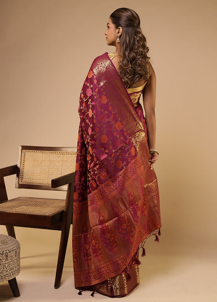 Purple Dupion Silk Saree With Blouse Piece