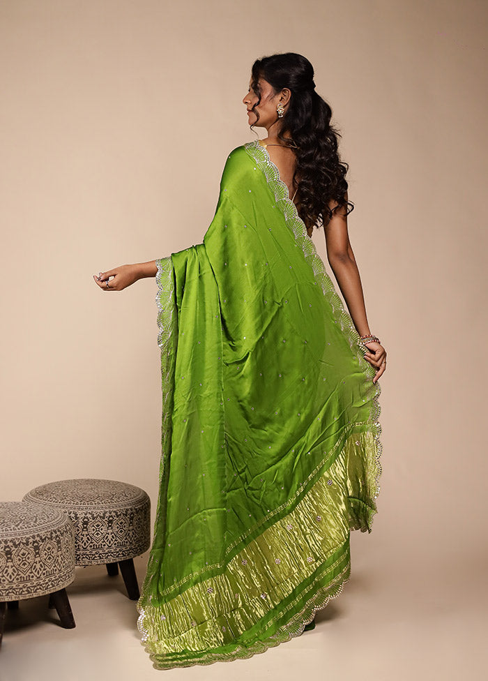 Green Printed Pure Silk Saree Without Blouse Piece