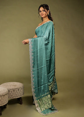 Green Printed Pure Silk Saree Without Blouse Piece
