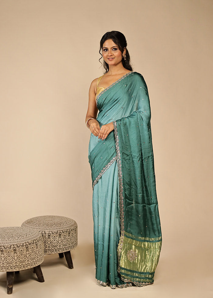 Green Printed Pure Silk Saree Without Blouse Piece