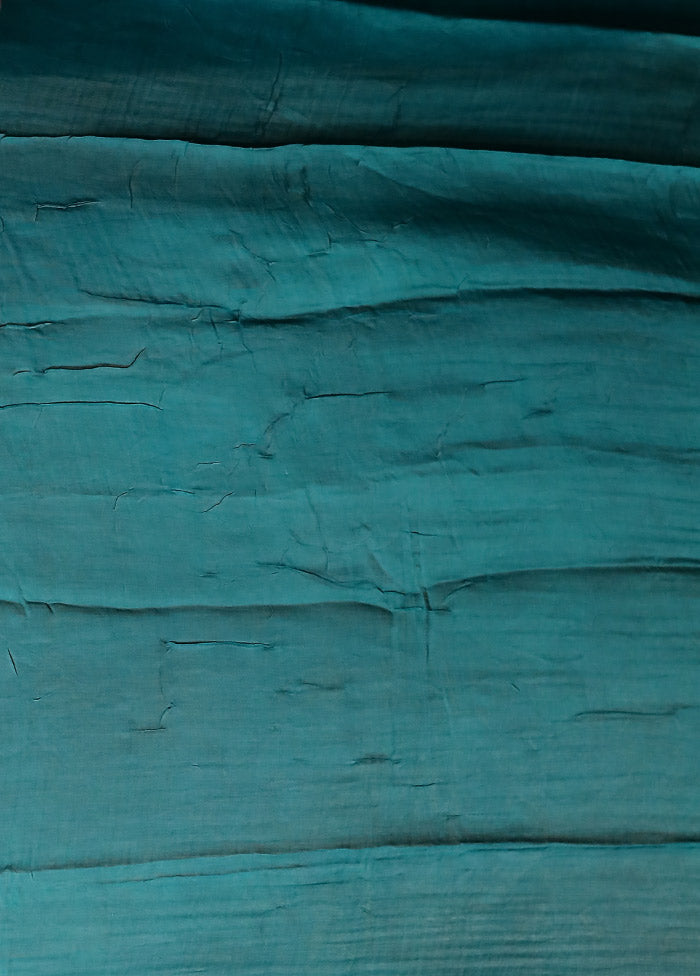 Blue Printed Pure Silk Saree With Blouse Piece