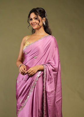 Purple Printed Pure Silk Saree Without Blouse Piece
