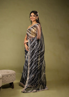 Black Bandhej Saree With Blouse Piece