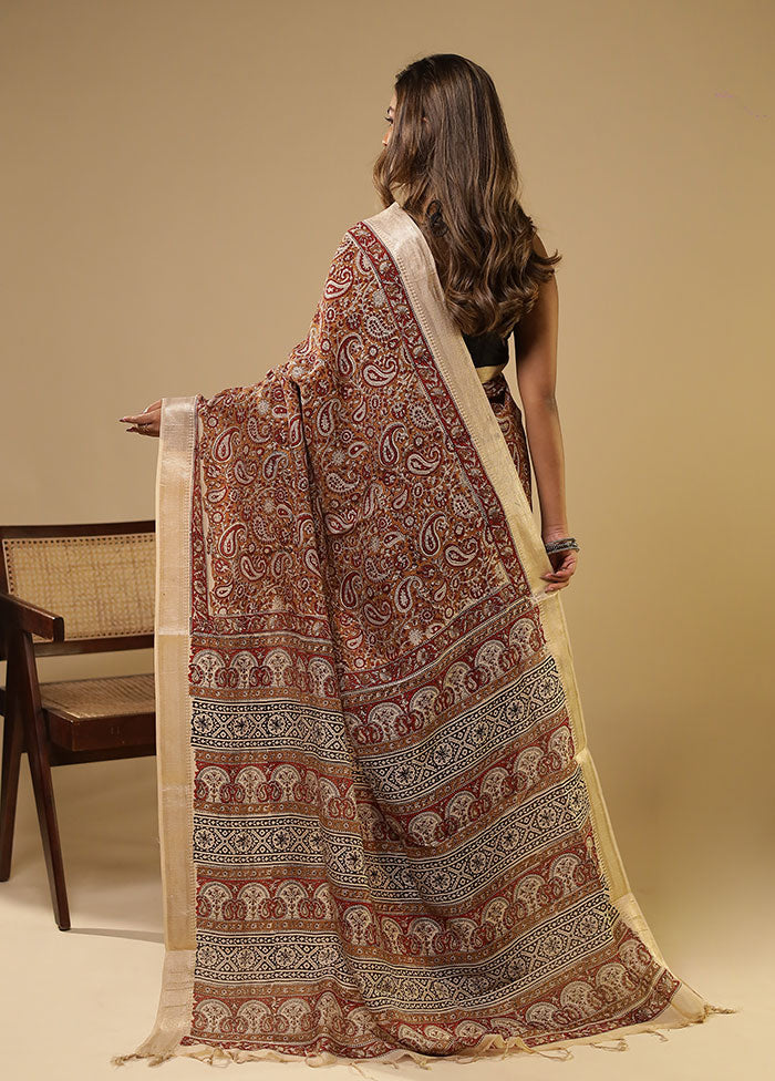 Cream Chanderi Silk Saree With Blouse Piece