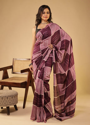 Purple Chanderi Silk Saree With Blouse Piece