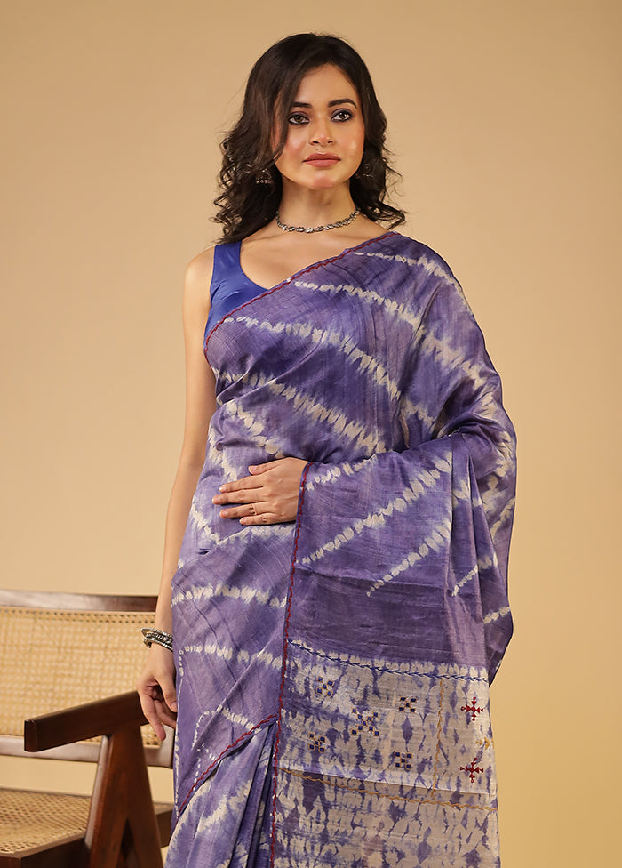 Blue Handloom Tissue Pure Silk Saree With Blouse Piece