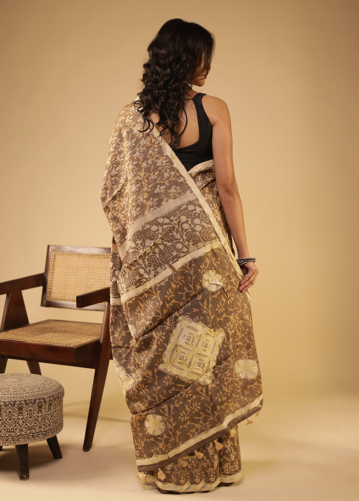Cream Handloom Tissue Pure Silk Saree With Blouse Piece