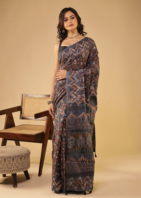 Multicolor Handloom Tissue Pure Silk Saree With Blouse Piece