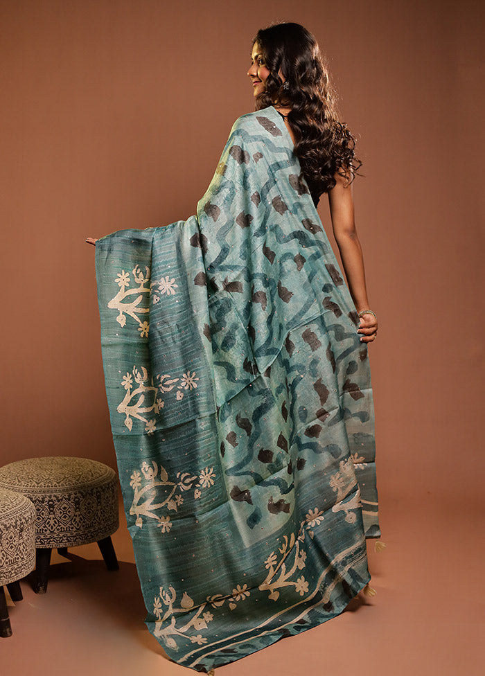 Green Handloom Tissue Pure Silk Saree With Blouse Piece