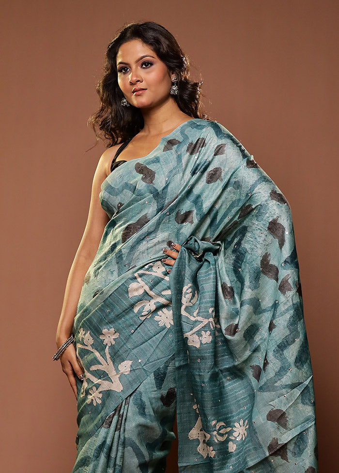 Green Handloom Tissue Pure Silk Saree With Blouse Piece