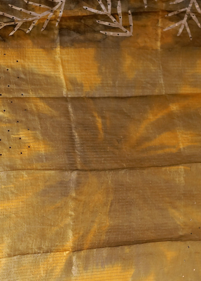 Yellow Handloom Tissue Pure Silk Saree With Blouse Piece