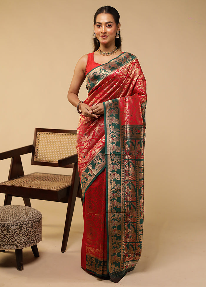 Pink Baluchari Silk Saree With Blouse Piece
