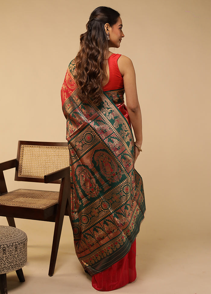 Pink Baluchari Silk Saree With Blouse Piece