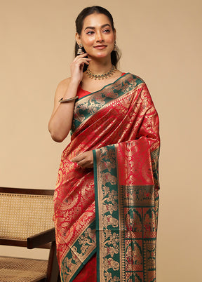 Pink Baluchari Silk Saree With Blouse Piece