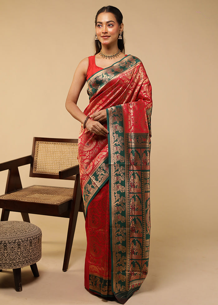 Pink Baluchari Silk Saree With Blouse Piece