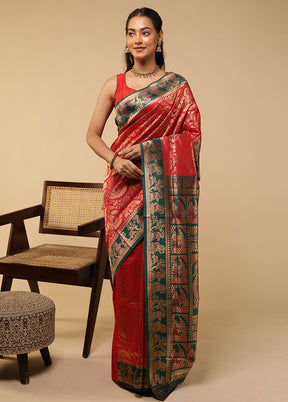 Pink Baluchari Silk Saree With Blouse Piece