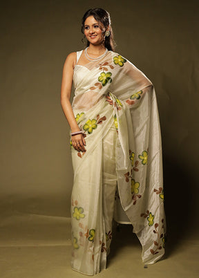 Gulabi Sham Duo – Peach Cotton & White Organza Sarees