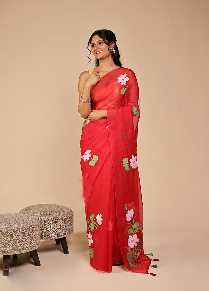 Begum Bahar Duo – Red Organza & Green Dupion Silk Sarees