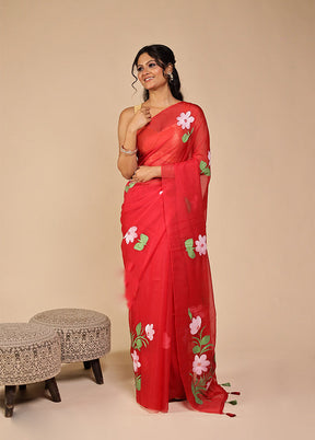 Begum Bahar Duo – Red Organza & Green Dupion Silk Sarees