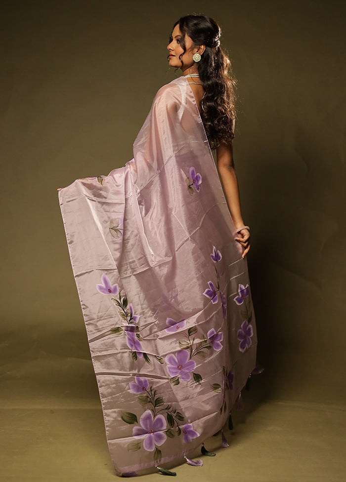 Purple Organza Saree With Blouse Piece