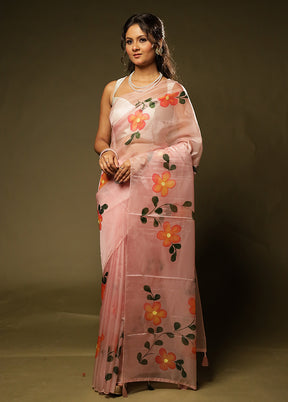 Pink Organza Saree With Blouse Piece