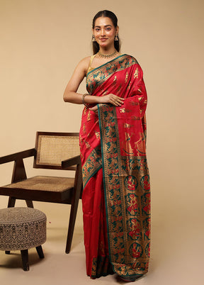 Pink Baluchari Silk Saree With Blouse Piece