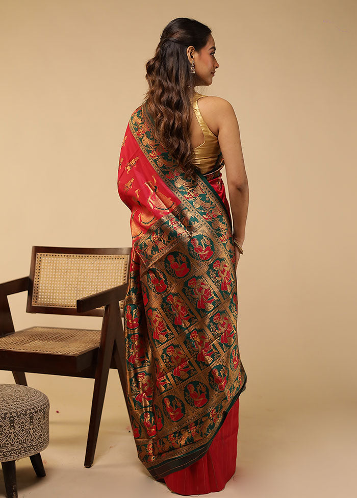 Pink Baluchari Silk Saree With Blouse Piece